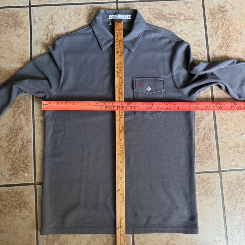 Criquet Mens Long Sleeve Pima Cotton Pique Polo Shirt Gray Size Small - Picture 6 of 8